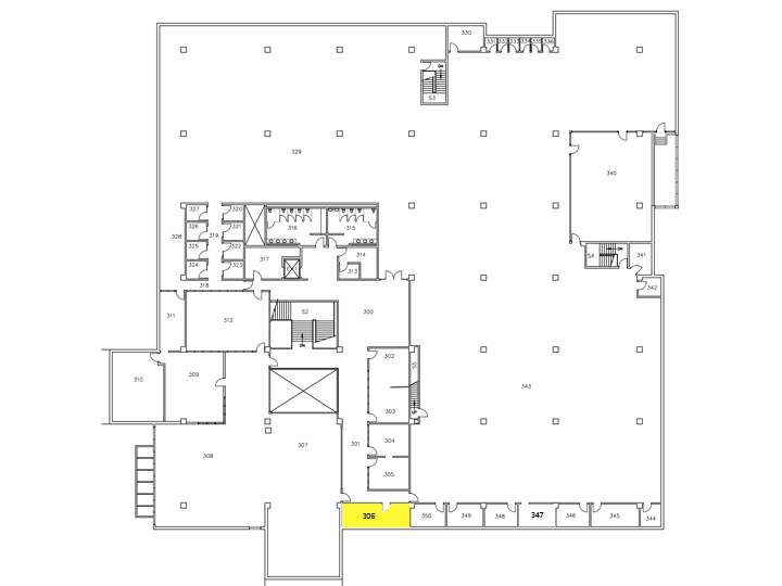 Floor map indicating location of Room 306